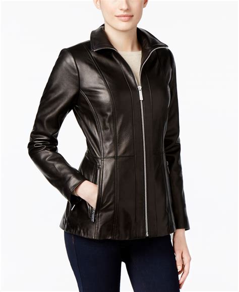 macy's michael kors leather jacket men|Michael Kors leather jacket women's.